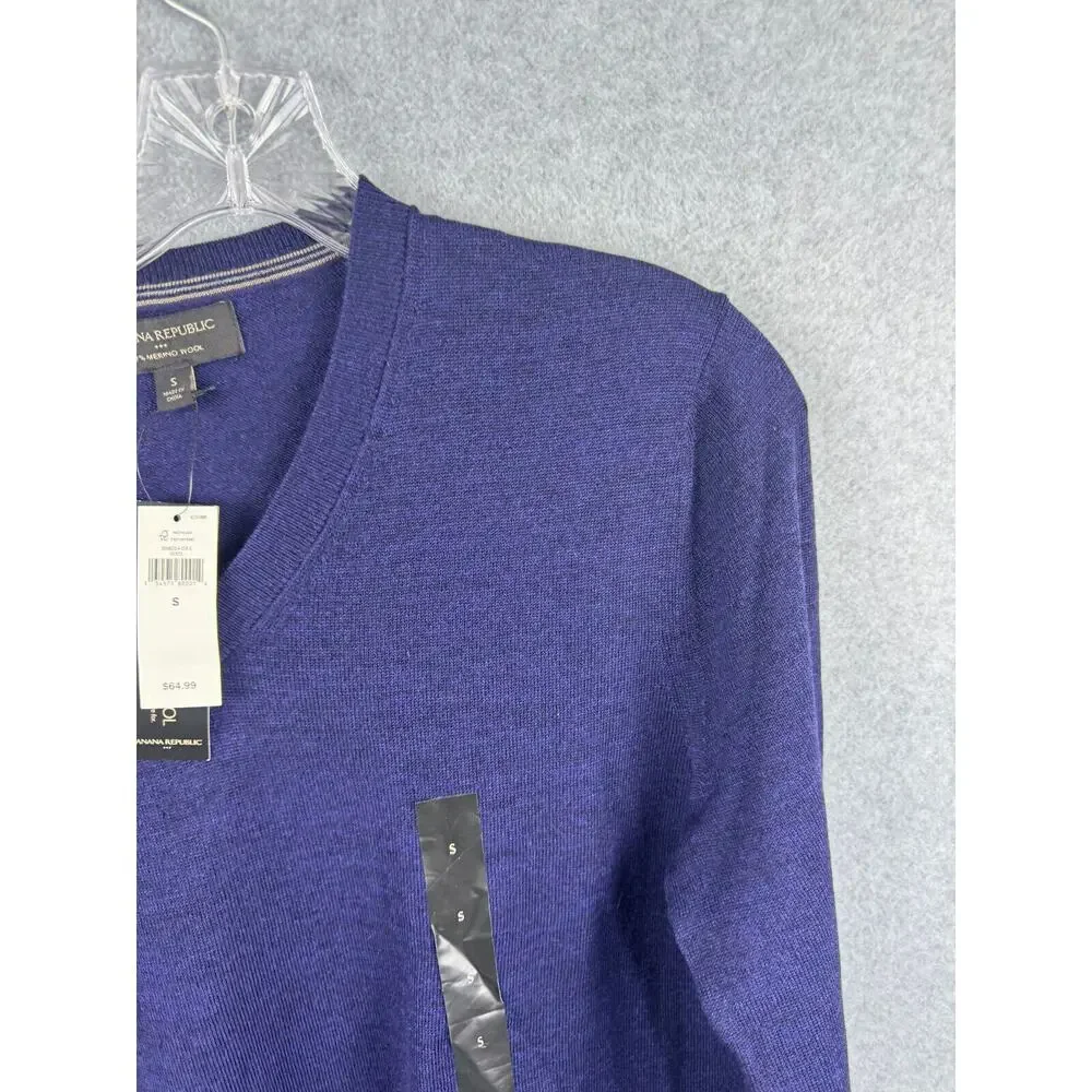 Banana Republic‎ Pullover Sweater Size S Blue V Neck Long Sleeve Casual DEFECT